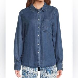 NWT - 7 FOR ALL MANKIND Squiggle Denim Ling Sleeve Shirt - Size XS
